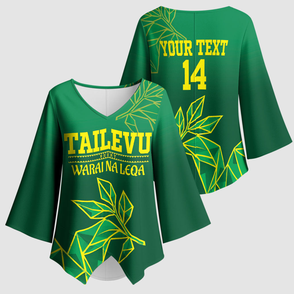 Fiji Tailevu Rugby Custom Kimono Sleeve Blouse Warai Na Leqa LT14 - Polynesian Pride