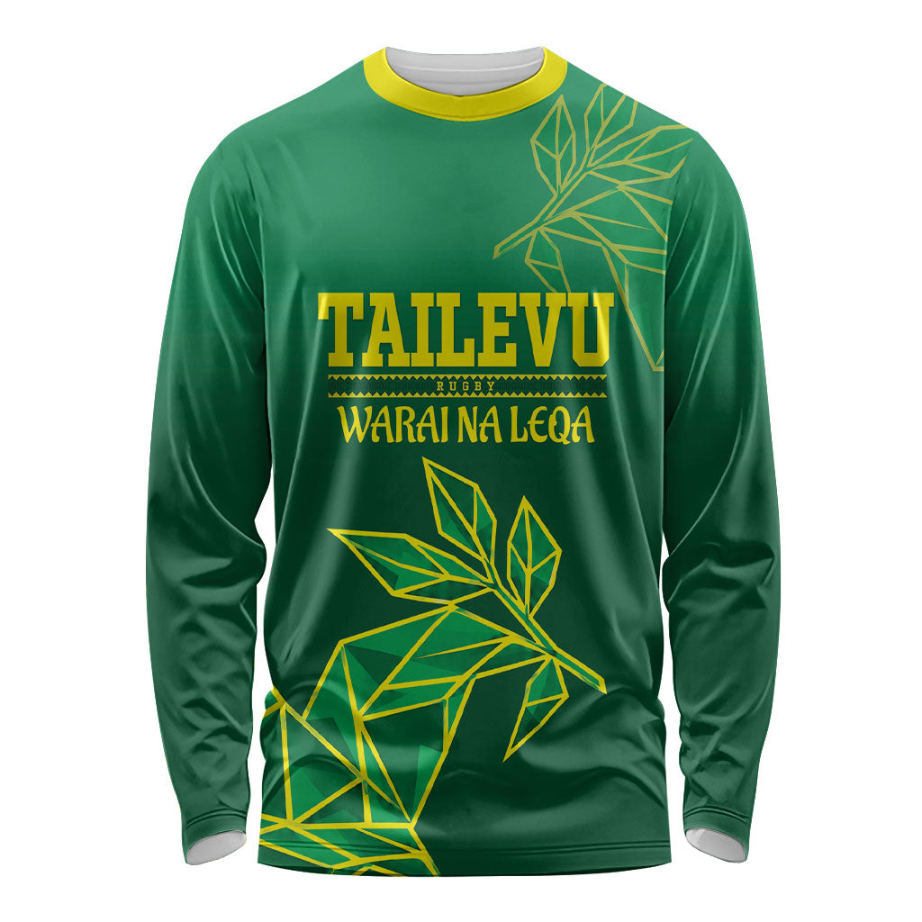 Fiji Tailevu Rugby Custom Long Sleeve Shirt Warai Na Leqa LT14 Unisex Green - Polynesian Pride