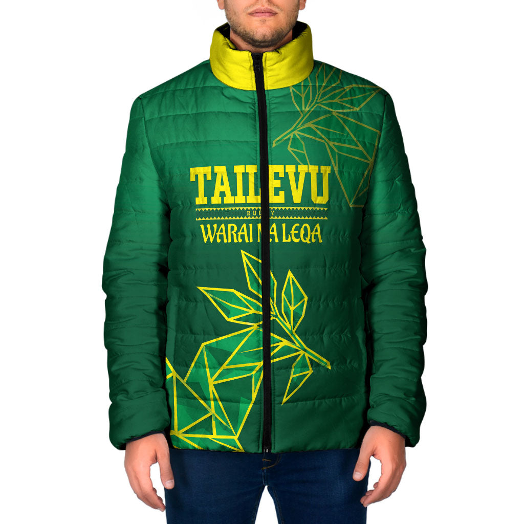 Fiji Tailevu Rugby Custom Padded Jacket Warai Na Leqa LT14 Men Green - Polynesian Pride