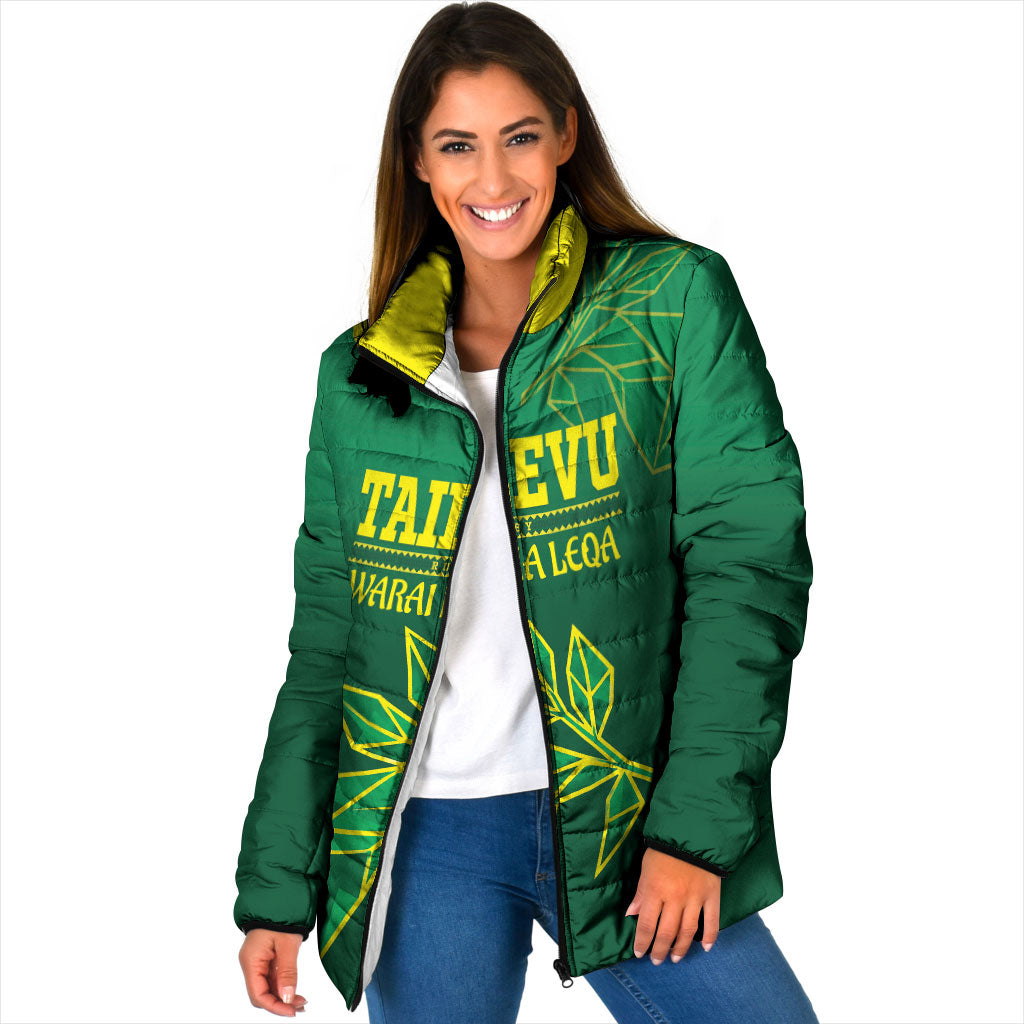 Fiji Tailevu Rugby Custom Padded Jacket Warai Na Leqa LT14 Women Green - Polynesian Pride