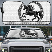 Fiji Nadroga Rugby Personalised Auto Sun Shade Go Stallions Fijian Tapa LT14 White - Polynesian Pride