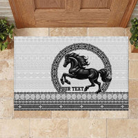 Fiji Nadroga Rugby Personalised Rubber Doormat Go Stallions Fijian Tapa LT14 White - Polynesian Pride