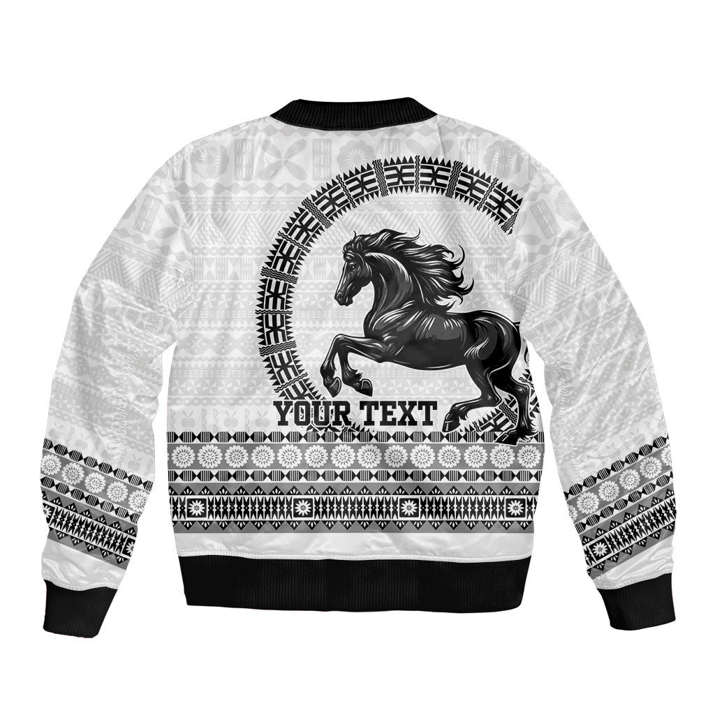 Fiji Nadroga Rugby Personalised Sleeve Zip Bomber Jacket Go Stallions Fijian Tapa LT14 - Polynesian Pride