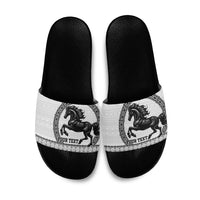 Fiji Nadroga Rugby Personalised Slide Sandals Go Stallions Fijian Tapa LT14 White - Polynesian Pride