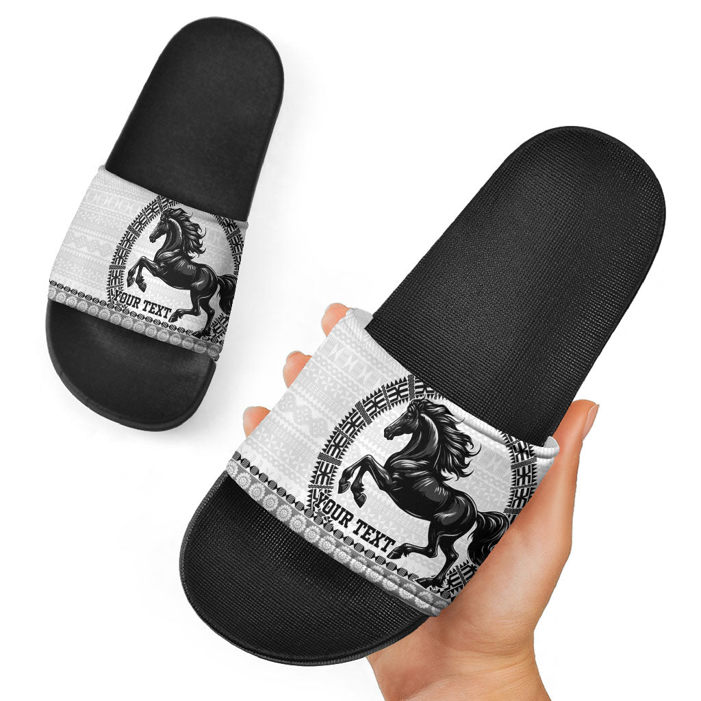 Fiji Nadroga Rugby Personalised Slide Sandals Go Stallions Fijian Tapa LT14 - Polynesian Pride