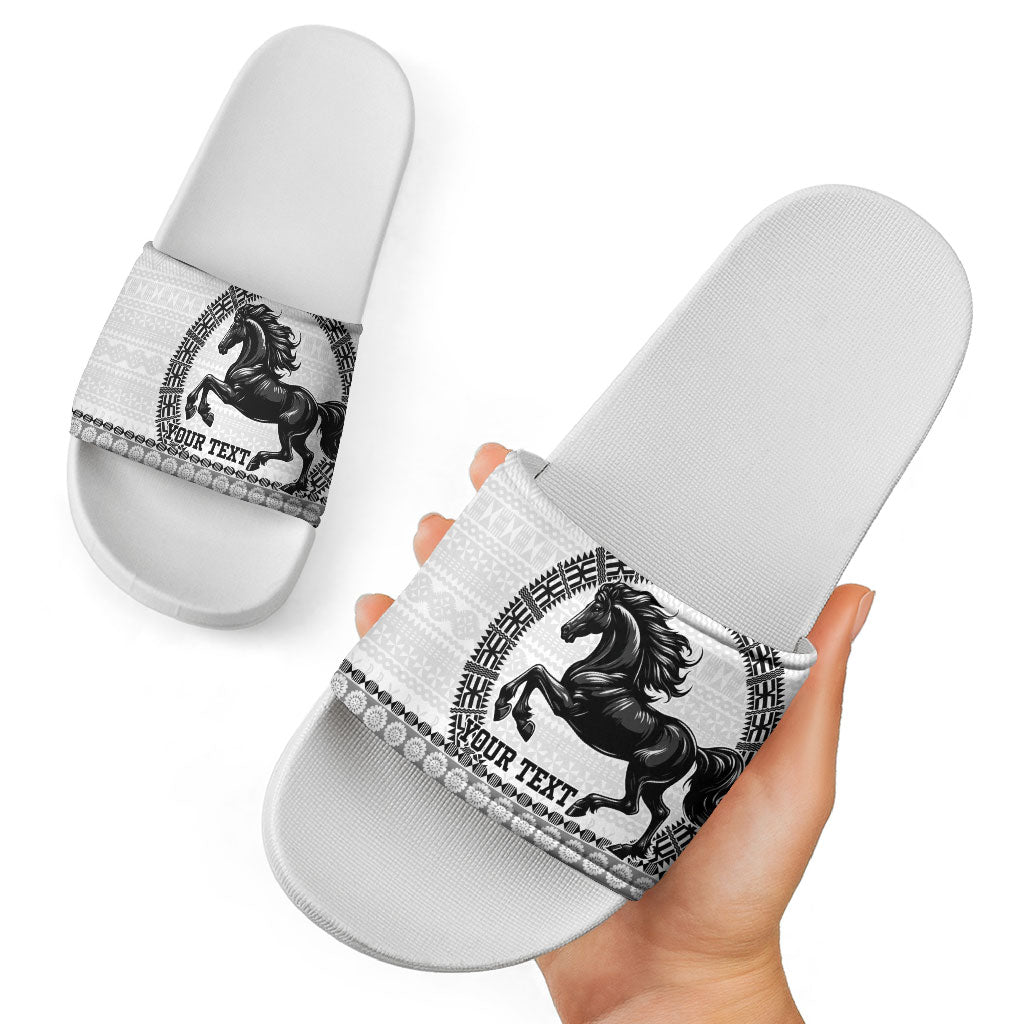Fiji Nadroga Rugby Personalised Slide Sandals Go Stallions Fijian Tapa LT14 - Polynesian Pride