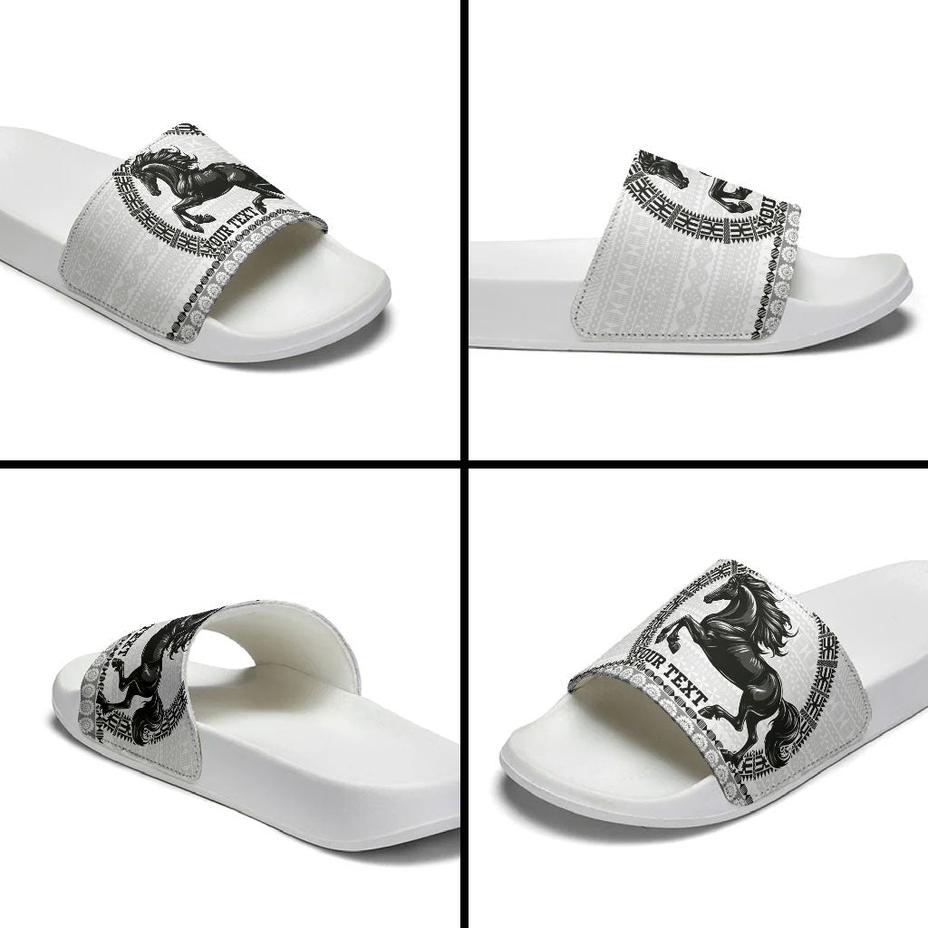Fiji Nadroga Rugby Personalised Slide Sandals Go Stallions Fijian Tapa LT14 - Polynesian Pride