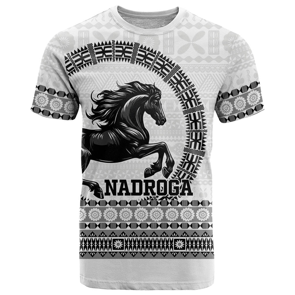 Fiji Nadroga Rugby Personalised T Shirt Go Stallions Fijian Tapa LT14 White - Polynesian Pride