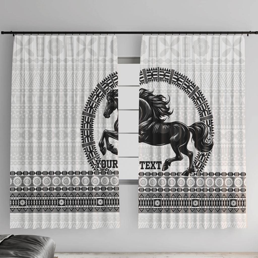 Fiji Nadroga Rugby Personalised Window Curtain Go Stallions Fijian Tapa LT14 With Hooks White - Polynesian Pride