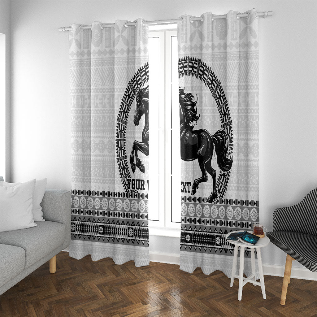 Fiji Nadroga Rugby Personalised Window Curtain Go Stallions Fijian Tapa LT14 With Grommets White - Polynesian Pride