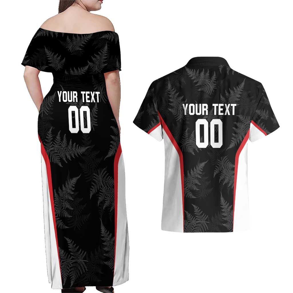 Custom New Zealand Silver Fern Softball Couples Matching Off Shoulder Maxi Dress and Hawaiian Shirt Go Aotearoa LT14 - Polynesian Pride