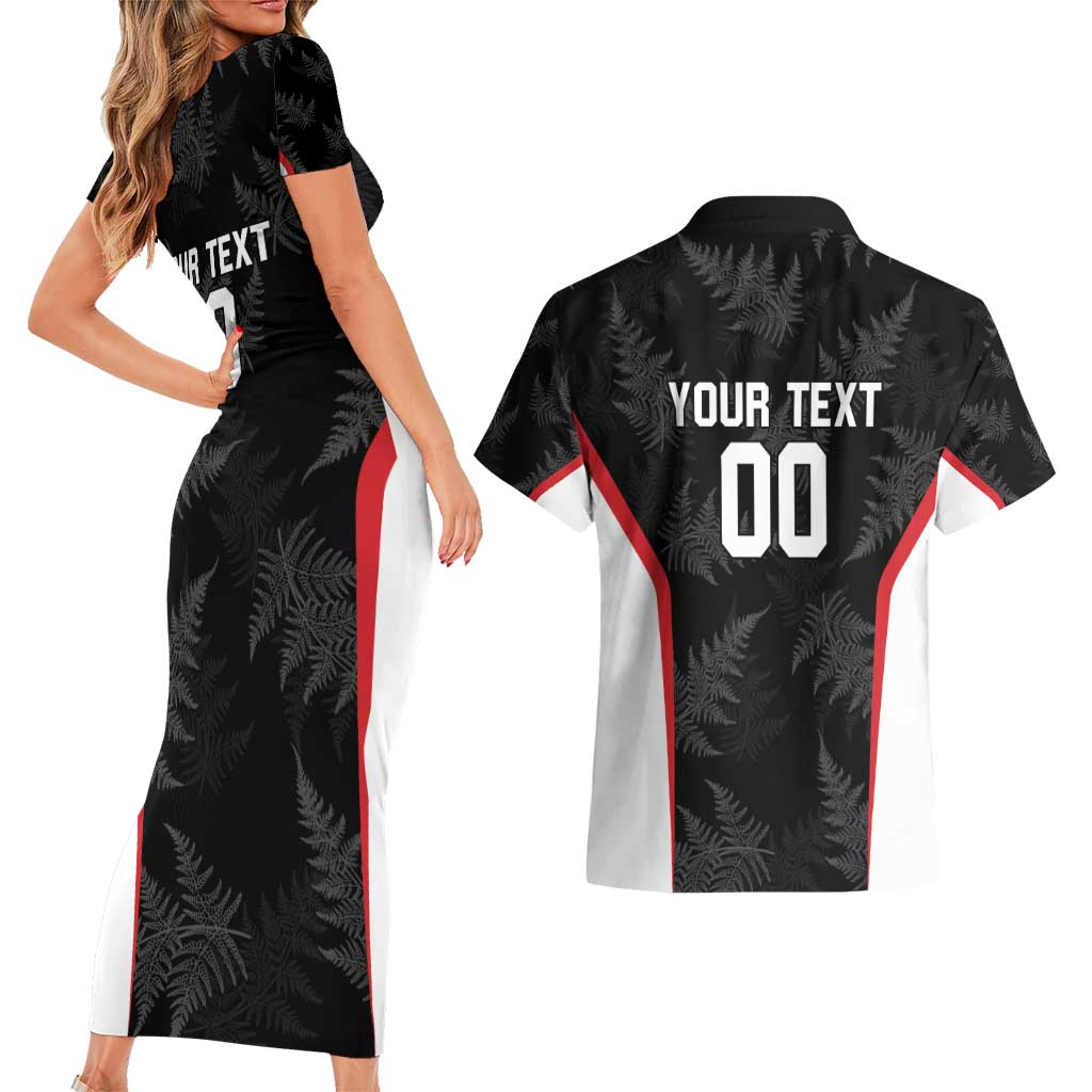Custom New Zealand Silver Fern Softball Couples Matching Short Sleeve Bodycon Dress and Hawaiian Shirt Go Aotearoa LT14 - Polynesian Pride