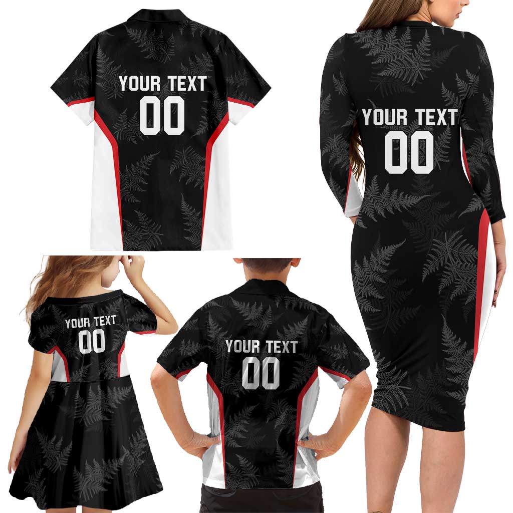 Custom New Zealand Silver Fern Softball Family Matching Long Sleeve Bodycon Dress and Hawaiian Shirt Go Aotearoa LT14 - Polynesian Pride