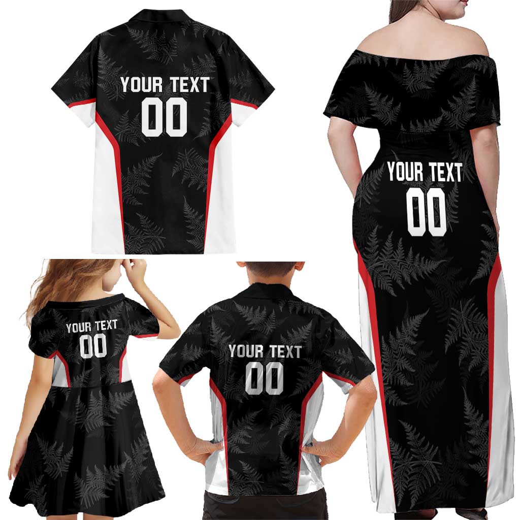 Custom New Zealand Silver Fern Softball Family Matching Off Shoulder Maxi Dress and Hawaiian Shirt Go Aotearoa LT14 - Polynesian Pride