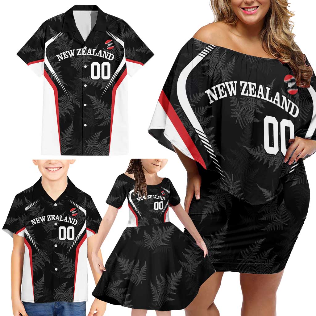 Custom New Zealand Silver Fern Softball Family Matching Off Shoulder Short Dress and Hawaiian Shirt Go Aotearoa LT14 - Polynesian Pride