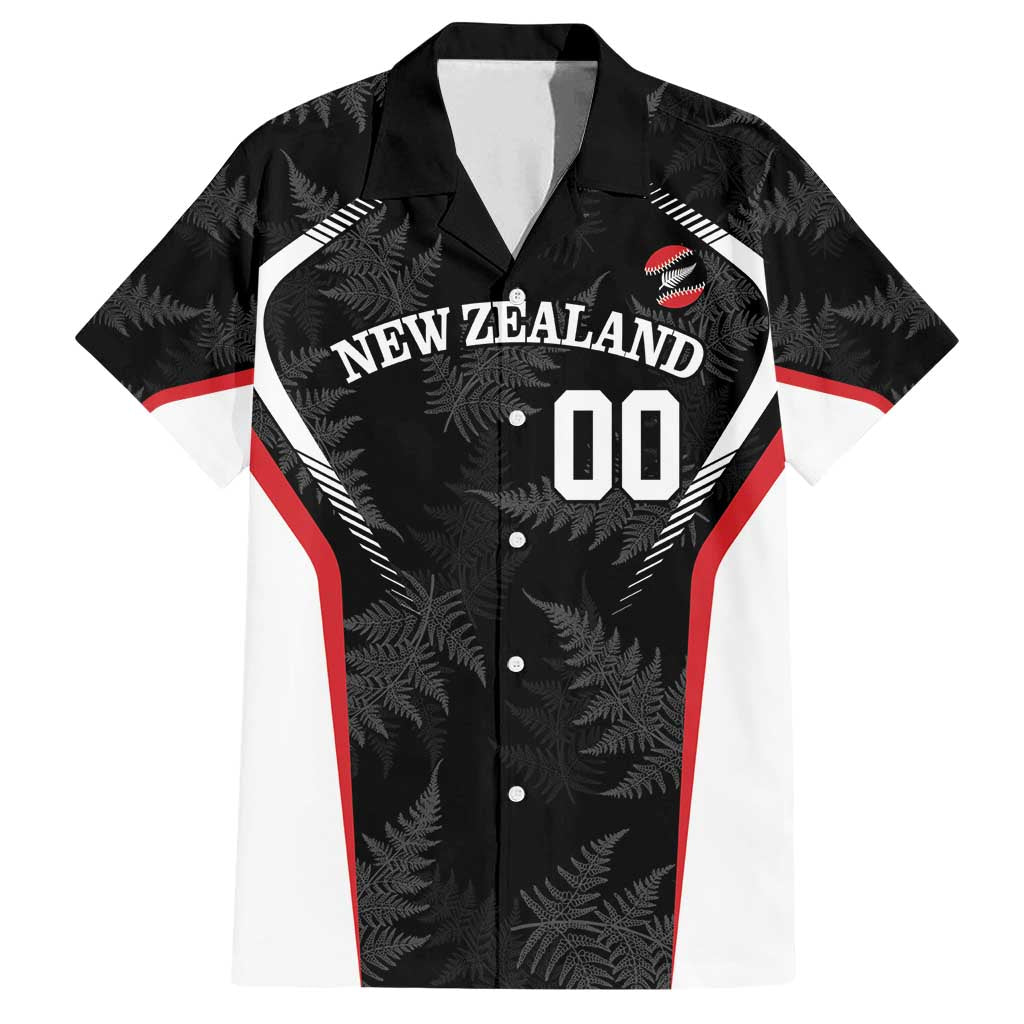 Custom New Zealand Silver Fern Softball Family Matching Off Shoulder Short Dress and Hawaiian Shirt Go Aotearoa LT14 Dad's Shirt - Short Sleeve Black - Polynesian Pride