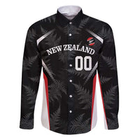 Custom New Zealand Silver Fern Softball Family Matching Puletasi and Hawaiian Shirt Go Aotearoa LT14 Dad's Shirt - Long Sleeve Black - Polynesian Pride