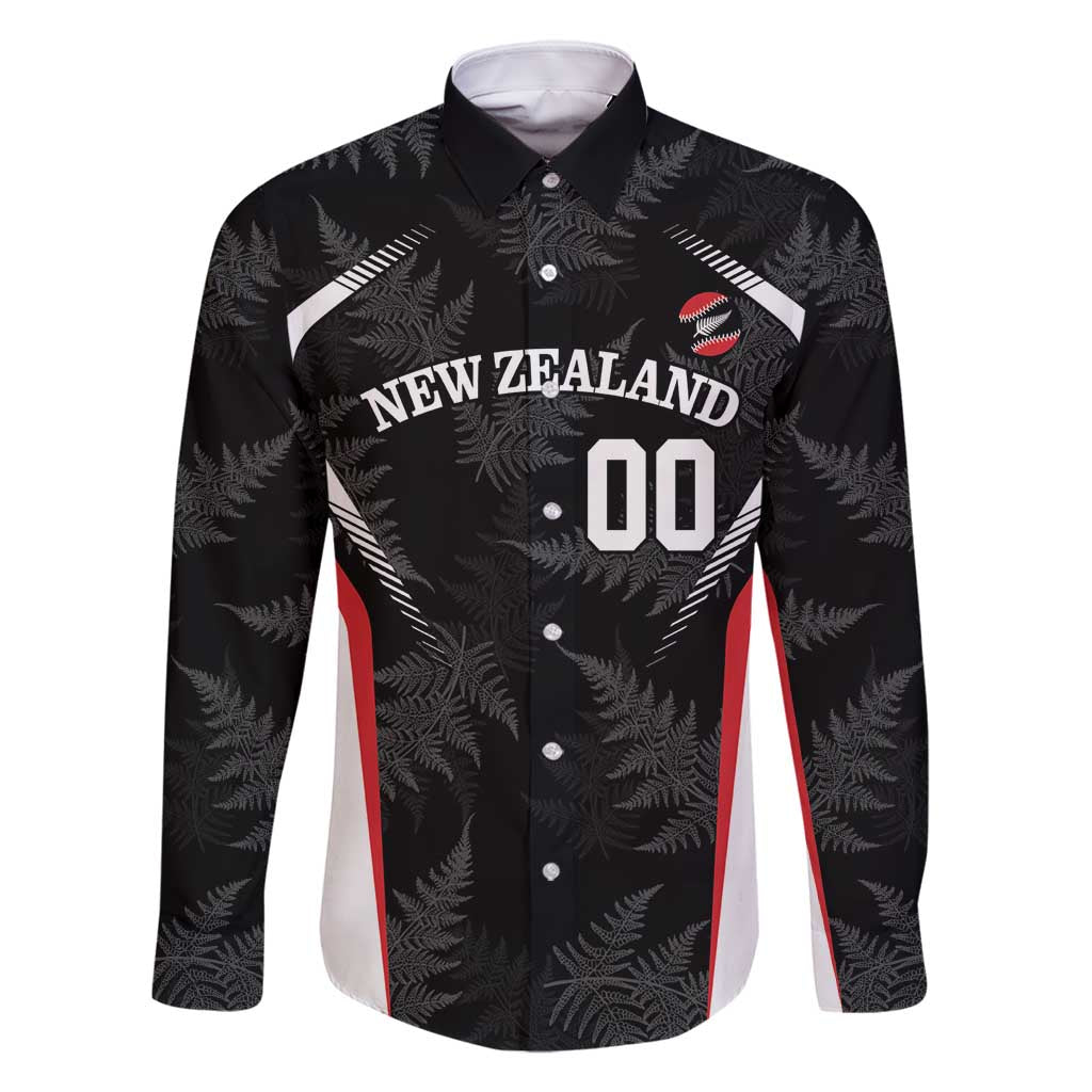 Custom New Zealand Silver Fern Softball Family Matching Tank Maxi Dress and Hawaiian Shirt Go Aotearoa LT14 Dad's Shirt - Long Sleeve Black - Polynesian Pride