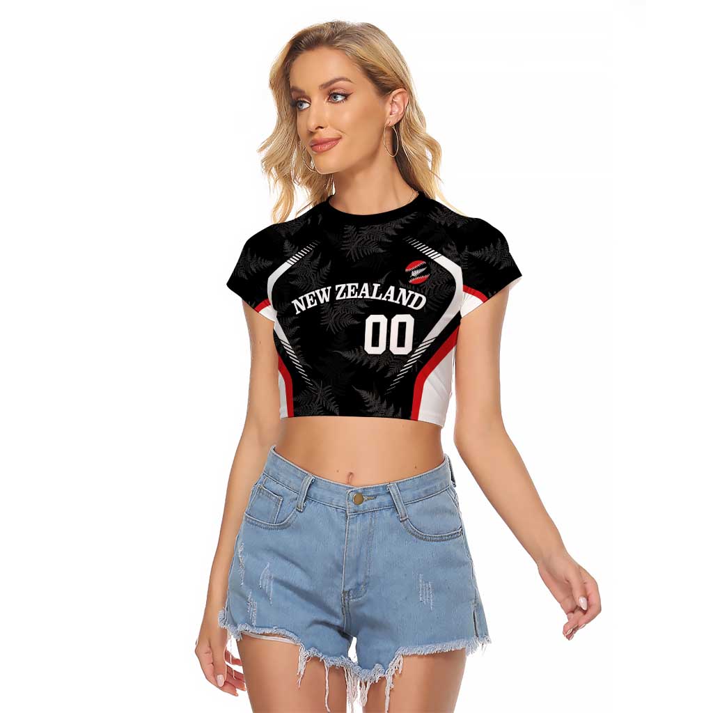 Custom New Zealand Silver Fern Softball Raglan Cropped T Shirt Go Aotearoa