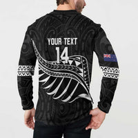 Custom Aotearoa Ice Hockey Button Sweatshirt NZ Tiki Mascot - Maori Pattern