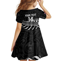 Custom Aotearoa Ice Hockey Family Matching Off Shoulder Short Dress and Hawaiian Shirt NZ Tiki Mascot - Maori Pattern LT14 - Polynesian Pride