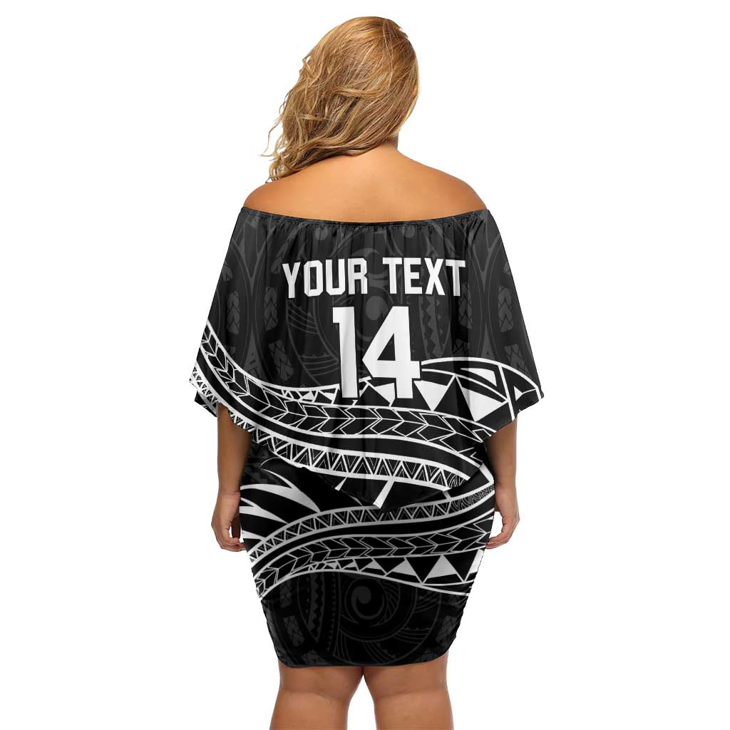 Custom Aotearoa Ice Hockey Family Matching Off Shoulder Short Dress and Hawaiian Shirt NZ Tiki Mascot - Maori Pattern LT14 - Polynesian Pride