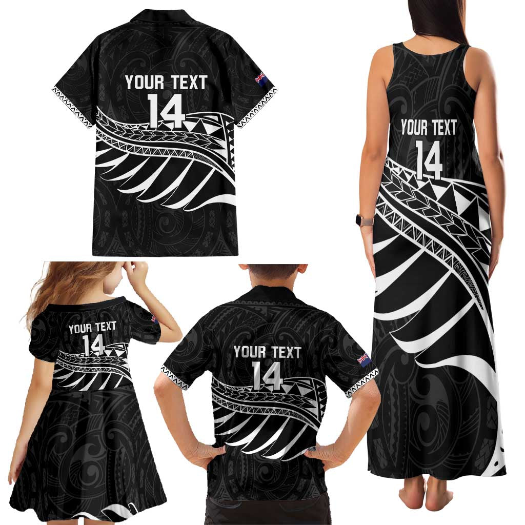 Custom Aotearoa Ice Hockey Family Matching Tank Maxi Dress and Hawaiian Shirt NZ Tiki Mascot - Maori Pattern LT14 - Polynesian Pride