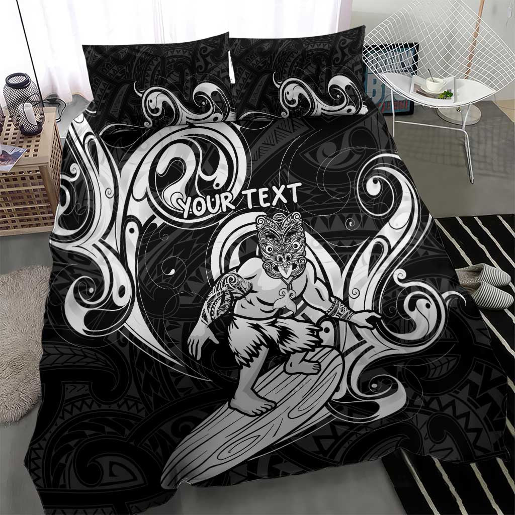 Personalised New Zealand Surfing Bedding Set Aotearoa Maori Tiki Haka LT14 - Polynesian Pride