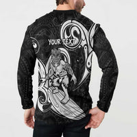 Personalised New Zealand Surfing Button Sweatshirt Aotearoa Maori Tiki Haka