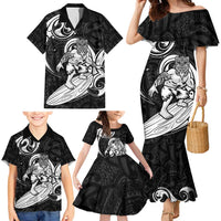 Personalised New Zealand Surfing Family Matching Mermaid Dress and Hawaiian Shirt Aotearoa Maori Tiki Haka LT14 - Polynesian Pride