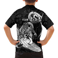 Personalised New Zealand Surfing Family Matching Off Shoulder Maxi Dress and Hawaiian Shirt Aotearoa Maori Tiki Haka LT14 - Polynesian Pride