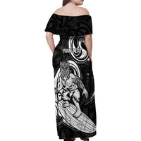 Personalised New Zealand Surfing Family Matching Off Shoulder Maxi Dress and Hawaiian Shirt Aotearoa Maori Tiki Haka LT14 - Polynesian Pride