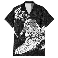 Personalised New Zealand Surfing Family Matching Summer Maxi Dress and Hawaiian Shirt Aotearoa Maori Tiki Haka LT14 Dad's Shirt - Short Sleeve Black - Polynesian Pride