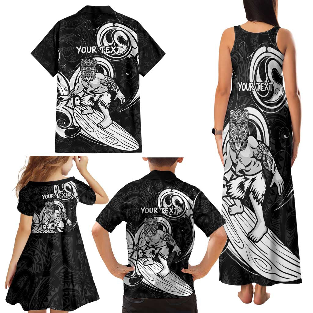 Personalised New Zealand Surfing Family Matching Tank Maxi Dress and Hawaiian Shirt Aotearoa Maori Tiki Haka LT14 - Polynesian Pride
