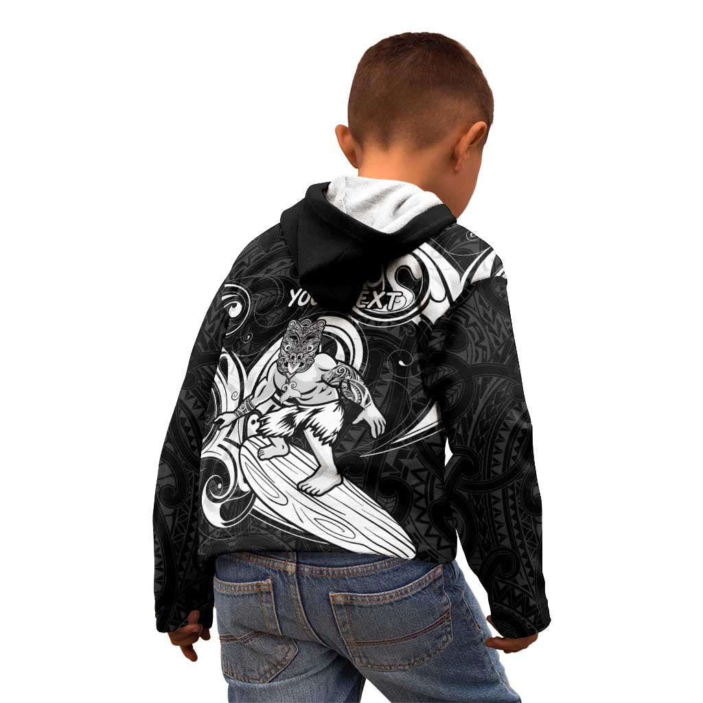 Personalised New Zealand Surfing Kid Hoodie Aotearoa Maori Tiki Haka