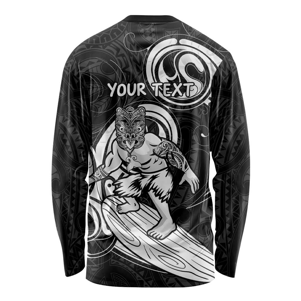 Personalised New Zealand Surfing Long Sleeve Shirt Aotearoa Maori Tiki Haka LT14 - Polynesian Pride