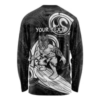 Personalised New Zealand Surfing Long Sleeve Shirt Aotearoa Maori Tiki Haka LT14 - Polynesian Pride