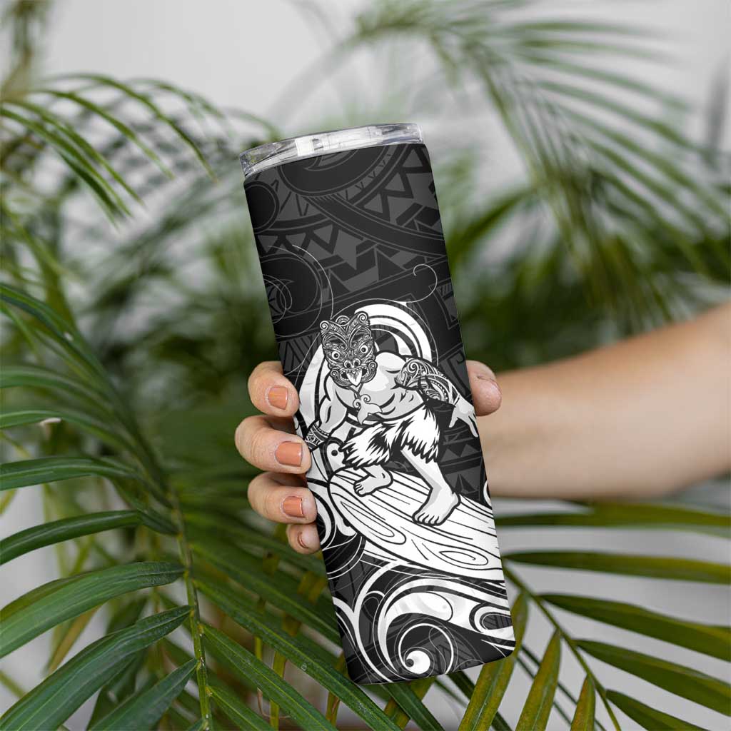 Personalised New Zealand Surfing Skinny Tumbler Aotearoa Maori Tiki Haka LT14 - Polynesian Pride
