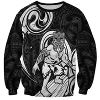 Personalised New Zealand Surfing Sweatshirt Aotearoa Maori Tiki Haka