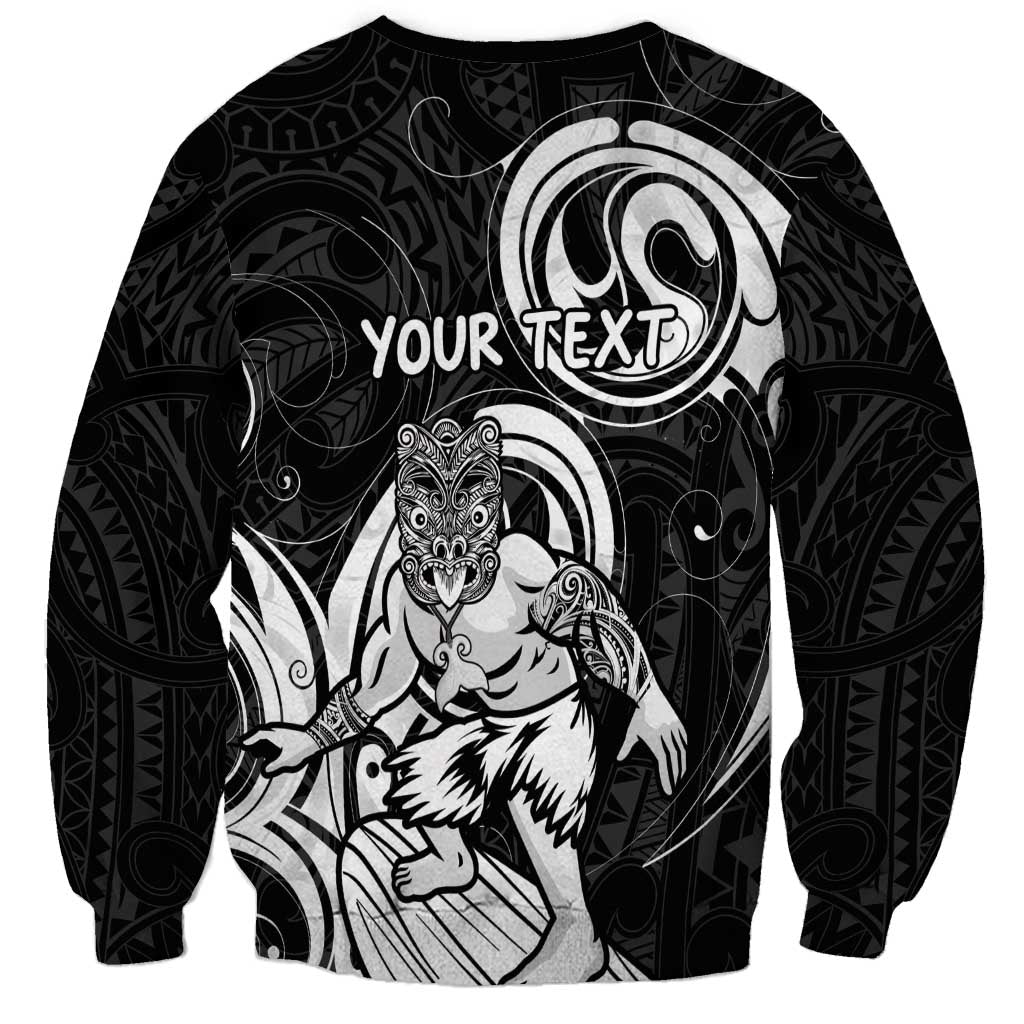 Personalised New Zealand Surfing Sweatshirt Aotearoa Maori Tiki Haka