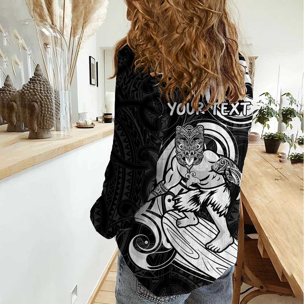 Personalised New Zealand Surfing Women Casual Shirt Aotearoa Maori Tiki Haka LT14 - Polynesian Pride