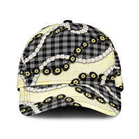 Black Palaka Hawaii Classic Cap Kukui Nut Pikake Lei Hawaiian Tapa Pattern - Polynesian Pride