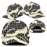 Black Palaka Hawaii Classic Cap Kukui Nut Pikake Lei Hawaiian Tapa Pattern - Polynesian Pride