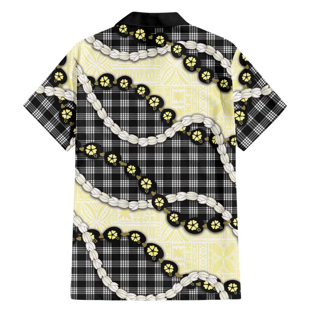 Black Palaka Hawaii Family Matching Off Shoulder Maxi Dress and Hawaiian Shirt Kukui Nut Pikake Lei Hawaiian Tapa Pattern - Polynesian Pride