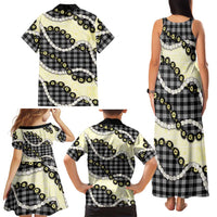 Black Palaka Hawaii Family Matching Tank Maxi Dress and Hawaiian Shirt Kukui Nut Pikake Lei Hawaiian Tapa Pattern LT14 - Polynesian Pride