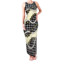 Black Palaka Hawaii Family Matching Tank Maxi Dress and Hawaiian Shirt Kukui Nut Pikake Lei Hawaiian Tapa Pattern LT14 Mom's Dress Black - Polynesian Pride