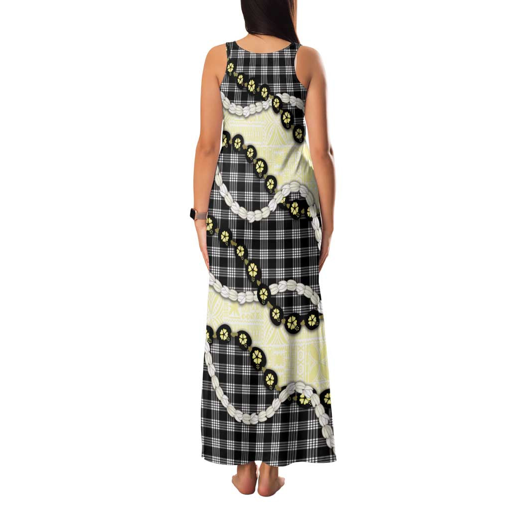 Black Palaka Hawaii Family Matching Tank Maxi Dress and Hawaiian Shirt Kukui Nut Pikake Lei Hawaiian Tapa Pattern LT14 - Polynesian Pride