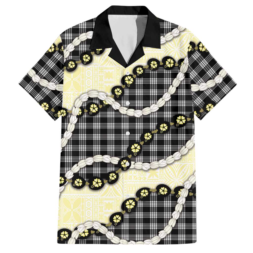 Black Palaka Hawaii Hawaiian Shirt Kukui Nut Pikake Lei Hawaiian Tapa Pattern - Polynesian Pride