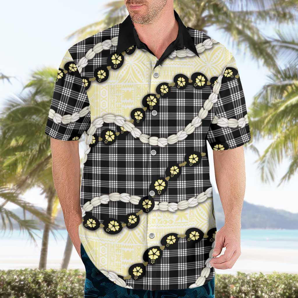Black Palaka Hawaii Hawaiian Shirt Kukui Nut Pikake Lei Hawaiian Tapa Pattern - Polynesian Pride