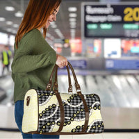 Black Palaka Hawaii Travel Bag Kukui Nut Pikake Lei Hawaiian Tapa Pattern - Polynesian Pride